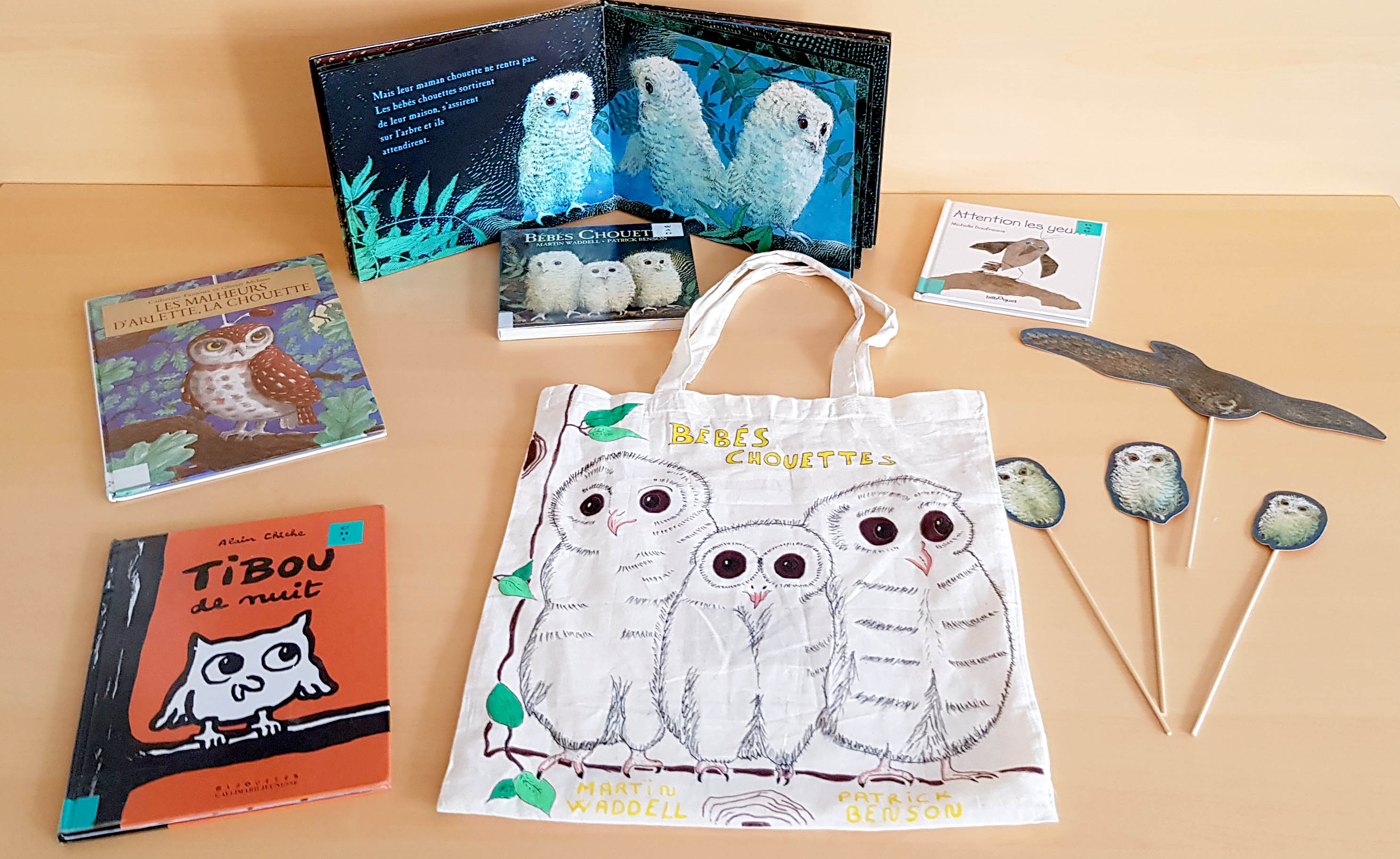 sac à histoires bébés chouettes