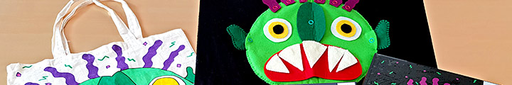 sac à histoires grand monstre vert