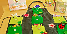 tablier à comptines jardin
